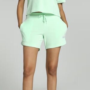Puma Women's Mint Green terry cloth pull on drawstring shorts
